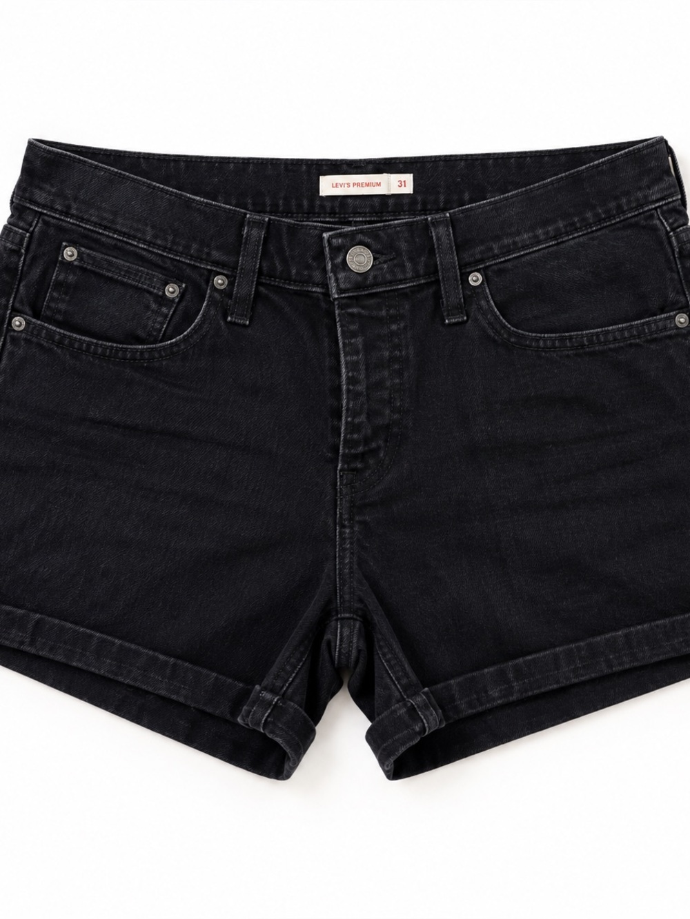 Levi's Black Cuffed Denim Shorts Women's Size 31 4 Inch Inseam
